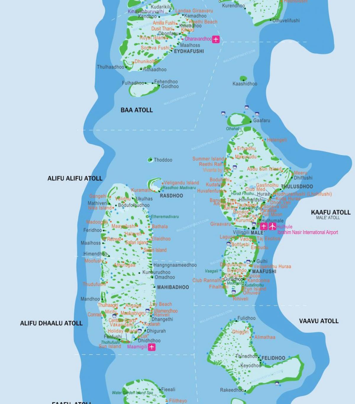 maldivi letališča zemljevid