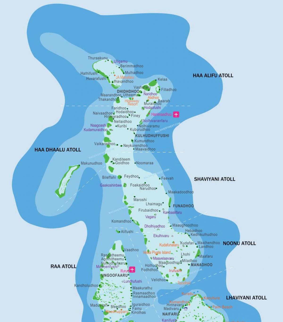 maldivi občinah zemljevid z lokacijo