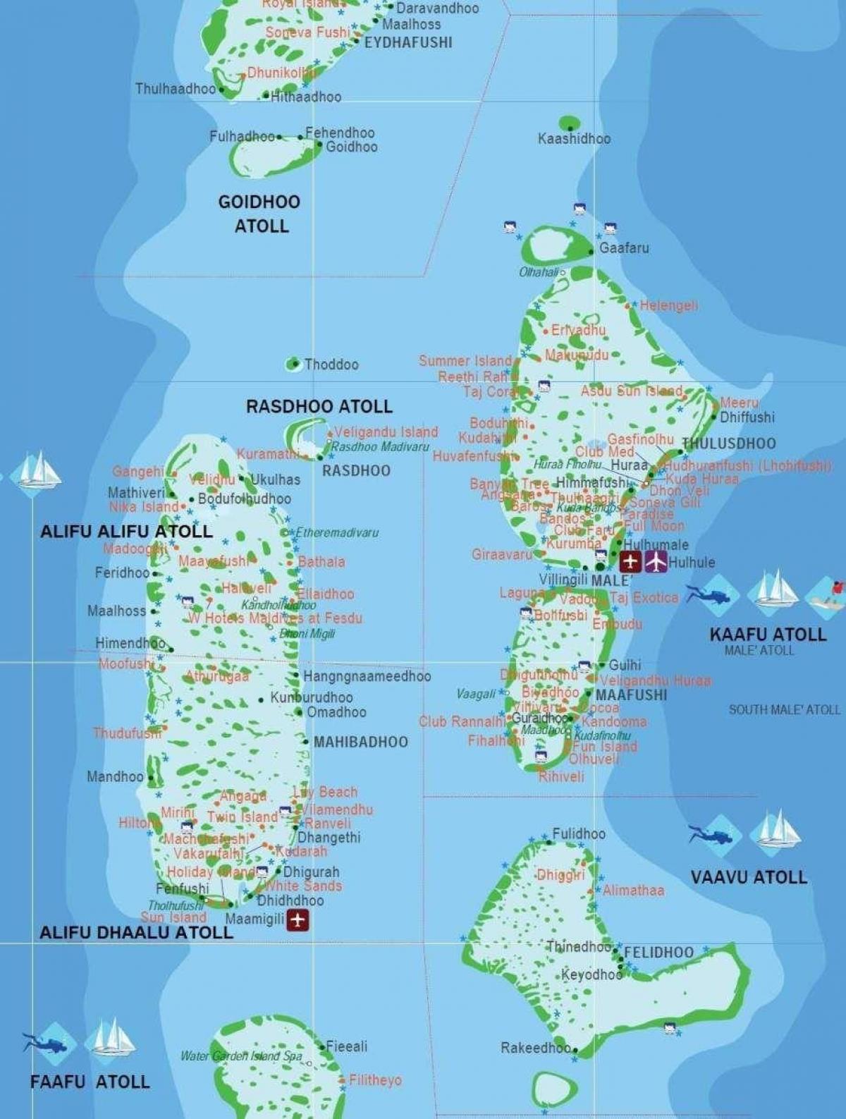 zemljevid turističnih maldivi