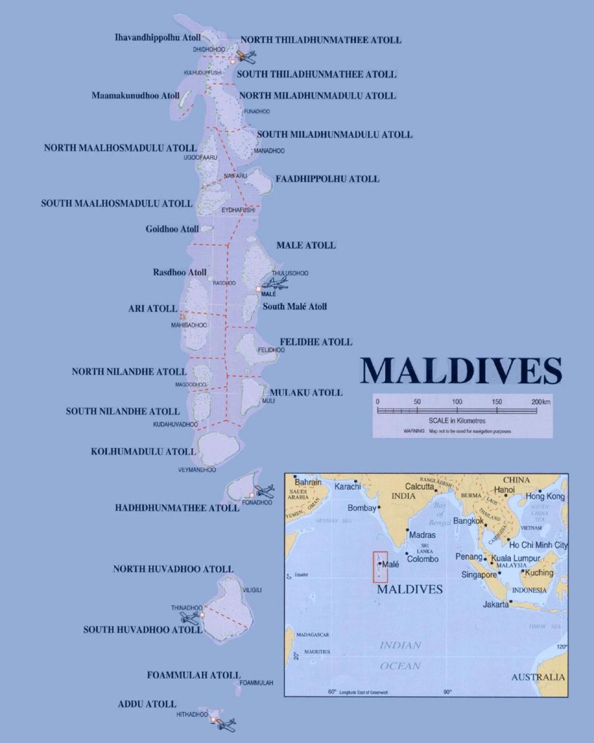 zemljevid, ki prikazuje maldivi