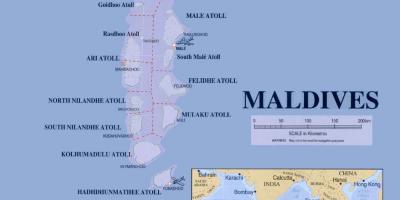 Zemljevid, ki prikazuje maldivi