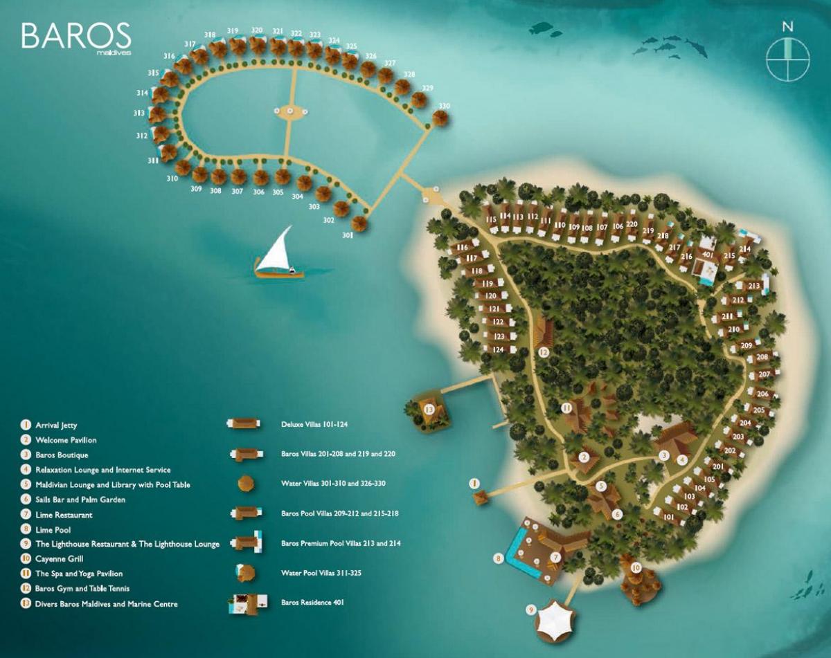 zemljevid baros maldivi