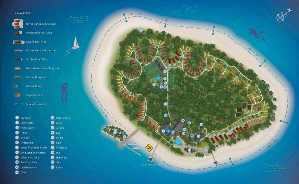 kurumba maldivi resort zemljevid