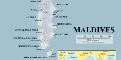 Zemljevid maldivi fizično 