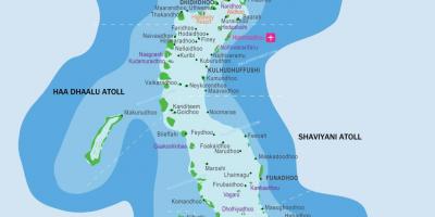 Maldivi občinah zemljevid z lokacijo