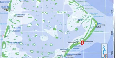 Zemljevid severni male atol maldivi